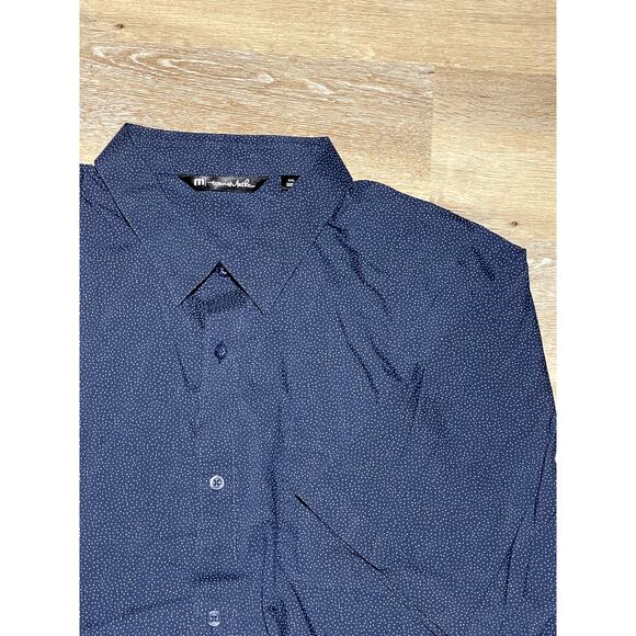 TravisMathew Men's Button Up SS Golf Shirt XXL Blue Print Cotton/Spandex Blend - Picture 1 of 7